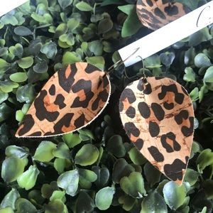 Cork leopard earrings